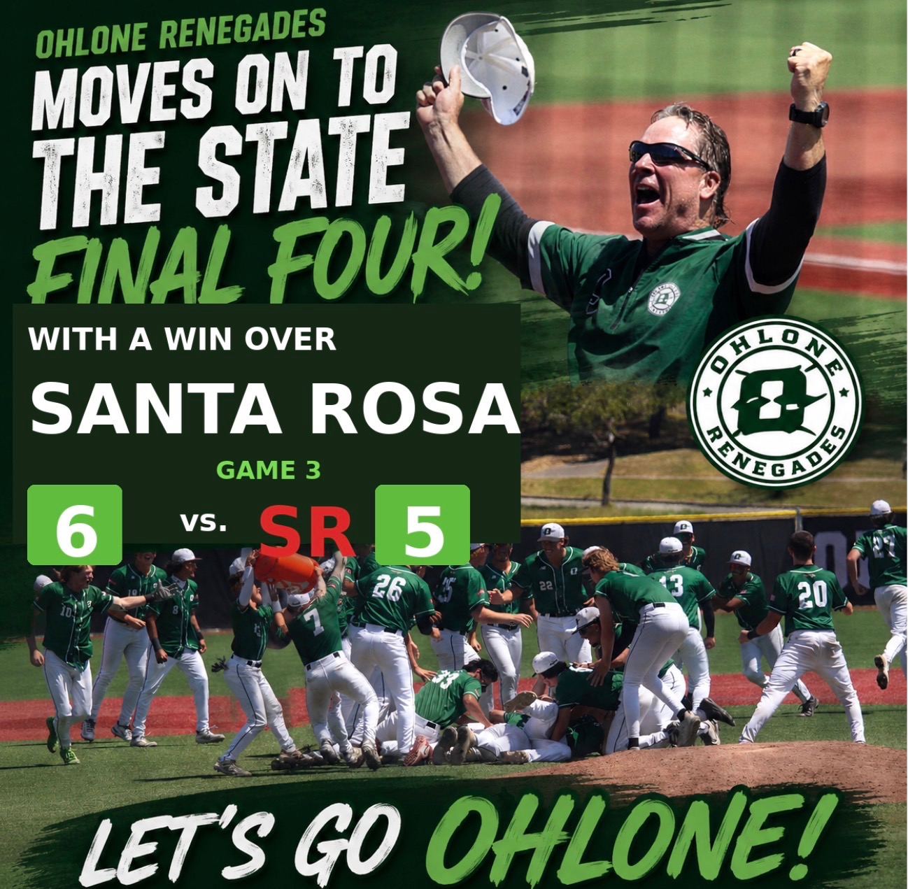 Ohlone College Renegades Advance to 3C2A Baseball State Championships Following Dramatic NorCal Regional Finals Victory